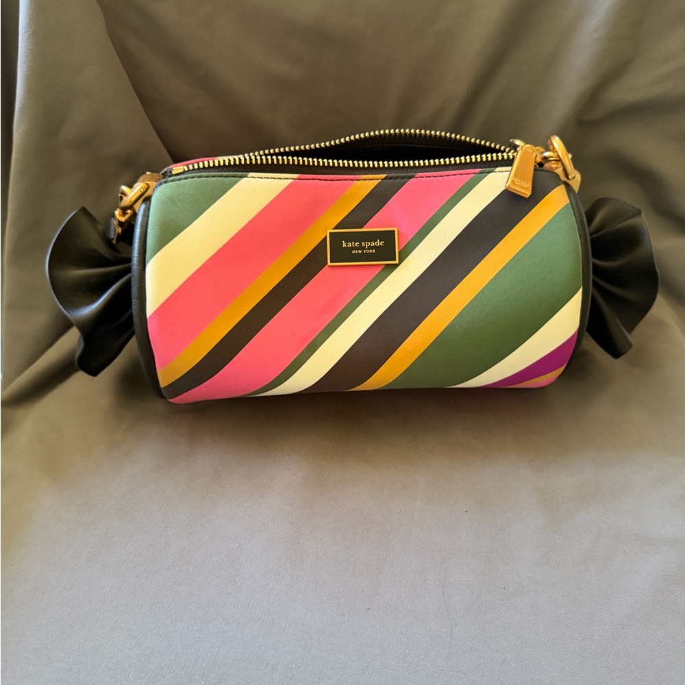 kate spade Multicolor Striped Barrel Cosmetic Bag in Green, Pink, Yellow novelty